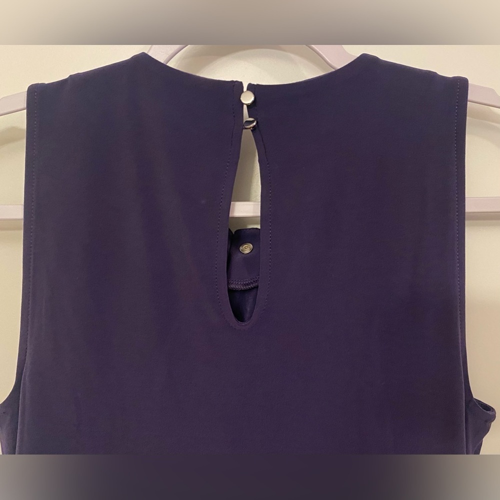 White House Black Market Tank Sz XXS Blue W/Silver Beaded Accents On Neck - Picture 5 of 6